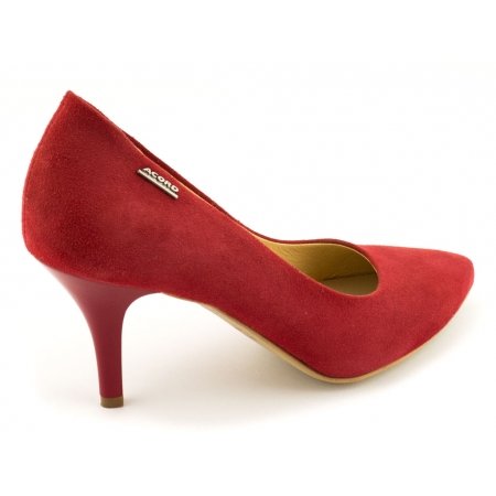 Czółenka Acord 5675-243 czerwony welur