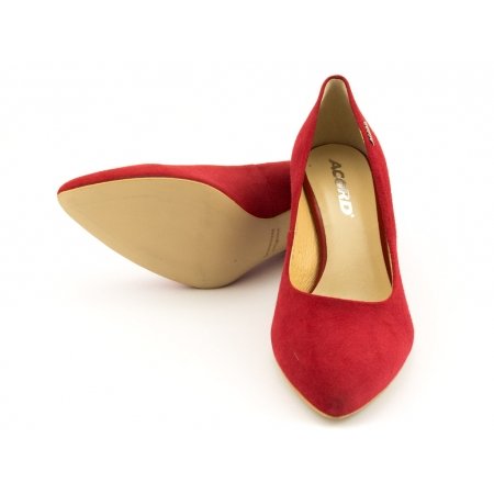 Czółenka Acord 5675-243 czerwony welur