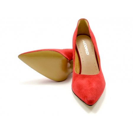Czółenka Acord 5977-237 czerwony welur