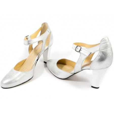 Czółenka Acord 8441-814 srebrne lico