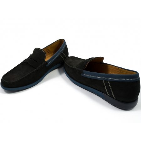 Mokasyny Conhpol C00C-5666-ZH90-00P28 czarno granatowy zamsz