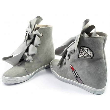 Sneakersy Di Lusso Szminka szary zamsz