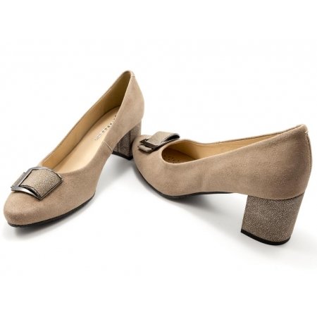 Czółenka Grodecki 1183+150-149 beżowy zamsz