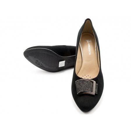 Czółenka Grodecki 1183+128 czarny zamsz