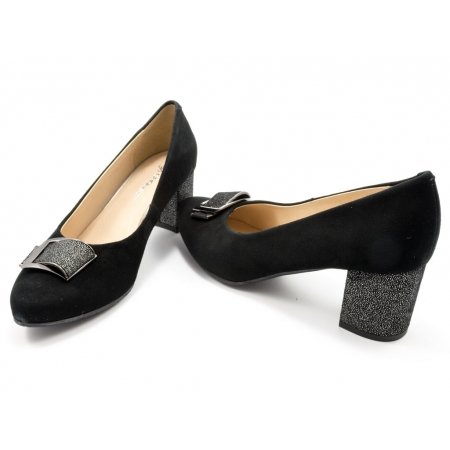 Czółenka Grodecki 1183+128 czarny zamsz