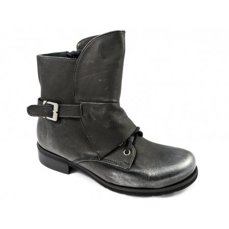 Botki Giulio Santoro by Presto K-0804-B czarno srebrne lico przecierane