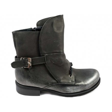 Botki Giulio Santoro by Presto K-0804-B czarno srebrne lico przecierane