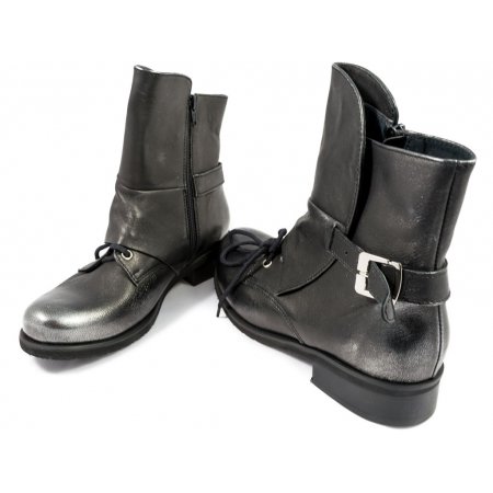 Botki Giulio Santoro by Presto K-0804-B czarno srebrne lico przecierane