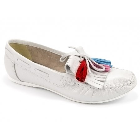 Mokasyny Giulio Santoro by Presto P-3405 białe lico / groch