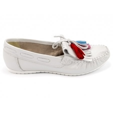 Mokasyny Giulio Santoro by Presto P-3405 białe lico / groch