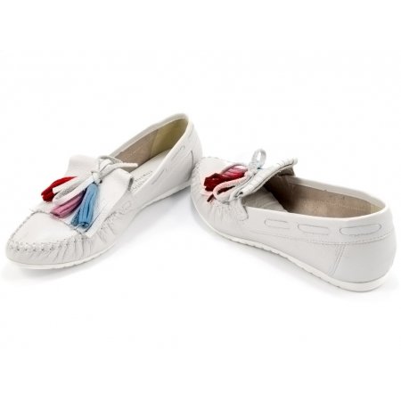 Mokasyny Giulio Santoro by Presto P-3405 białe lico / groch