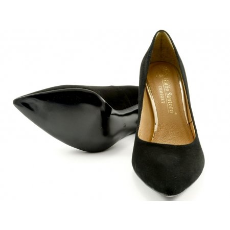 Czółenka Giulio Santoro by Presto P-6901 czarny zamsz