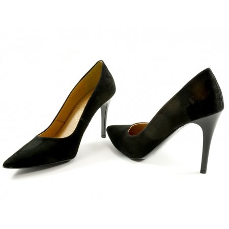 Czółenka Giulio Santoro by Presto P-6901 czarny zamsz