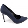 Czółenka Giulio Santoro by Presto P-6901 granatowo satynowe lico
