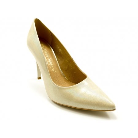 Czółenka Giulio Santoro by Presto P-6901 złota satyna lico