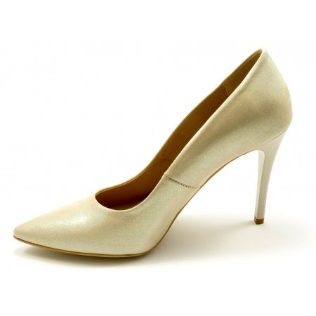 Czółenka Giulio Santoro by Presto P-6901 złota satyna lico