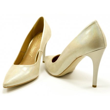 Czółenka Giulio Santoro by Presto P-6901 złota satyna lico