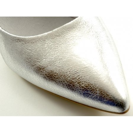 Czółenka Giulio Santoro by Presto P-6901 srebrne lico, metaliczny obcas