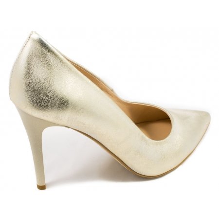 Czółenka Giulio Santoro by Presto P-6901 beżowo złote lico przecierane