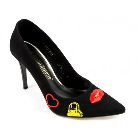 Czółenka Giulio Santoro by Presto P-6901-H czarny zamsz