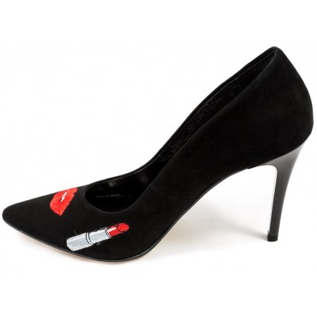 Czółenka Giulio Santoro by Presto P-6901-H czarny zamsz