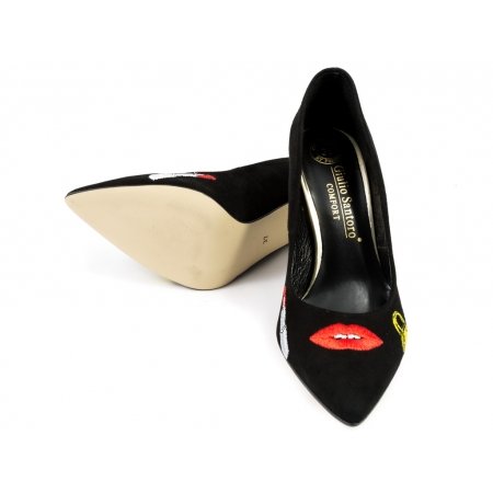 Czółenka Giulio Santoro by Presto P-6901-H czarny zamsz