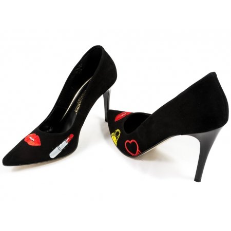 Czółenka Giulio Santoro by Presto P-6901-H czarny zamsz