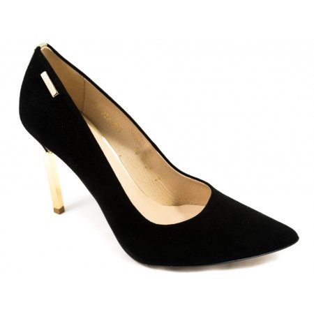 Czółenka Giulio Santoro by Presto P-6905 czarny zamsz