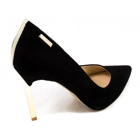 Czółenka Giulio Santoro by Presto P-6905 czarny zamsz