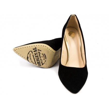 Czółenka Giulio Santoro by Presto P-6905 czarny zamsz