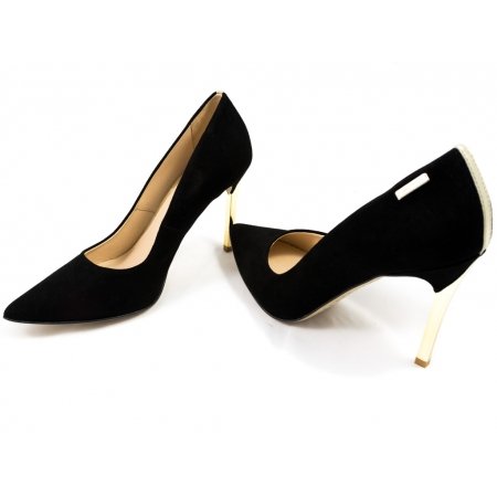 Czółenka Giulio Santoro by Presto P-6905 czarny zamsz