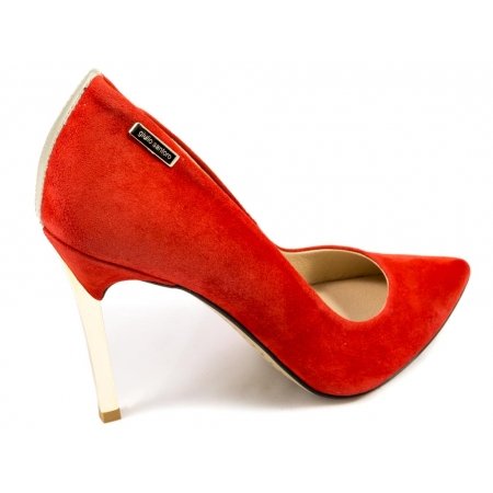 Czółenka Giulio Santoro by Presto P-6905 czerwony zamsz