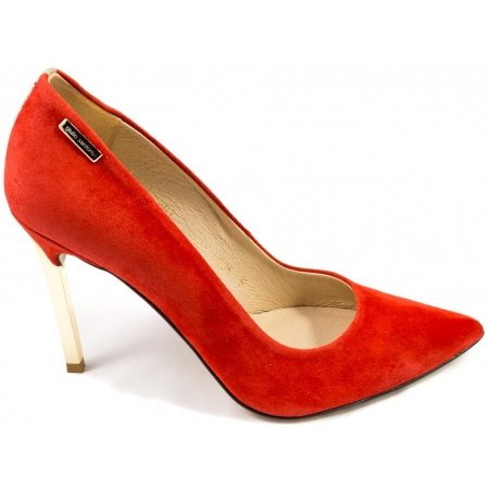 Czółenka Giulio Santoro by Presto P-6905 czerwony zamsz