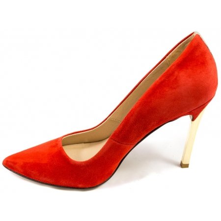 Czółenka Giulio Santoro by Presto P-6905 czerwony zamsz