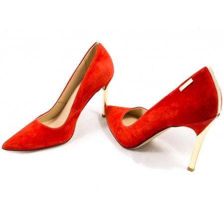 Czółenka Giulio Santoro by Presto P-6905 czerwony zamsz