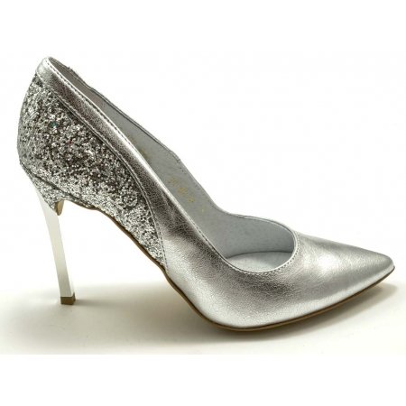 Czółenka Giulio Santoro by Presto P-6926 srebro kryształ brokat