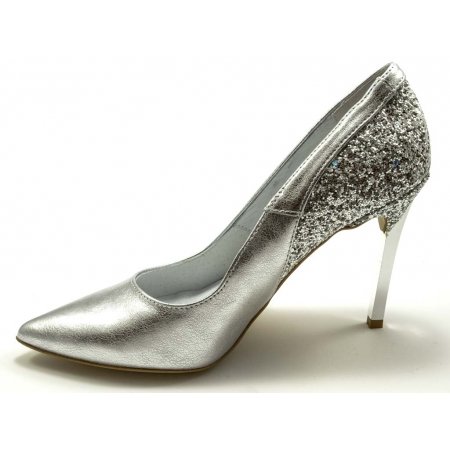 Czółenka Giulio Santoro by Presto P-6926 srebro kryształ brokat