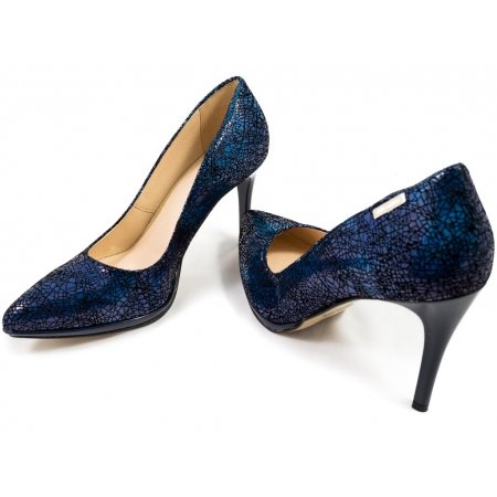 Czółenka Giulio Santoro by Presto P-9103-P granatowo czarna mozaika lico