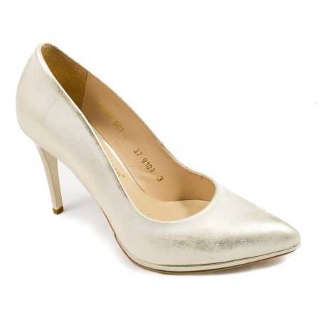 Czółenka Giulio Santoro by Presto P-9103-P beżowo złote lico przecierane