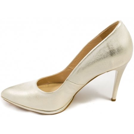 Czółenka Giulio Santoro by Presto P-9103-P beżowo złote lico przecierane