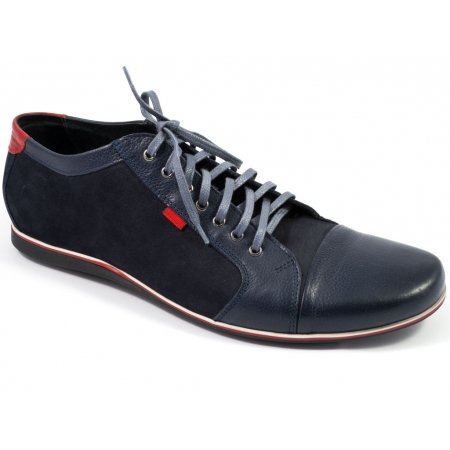 Półbuty Lavaggio 1390 granatowe lico granatowy zamsz