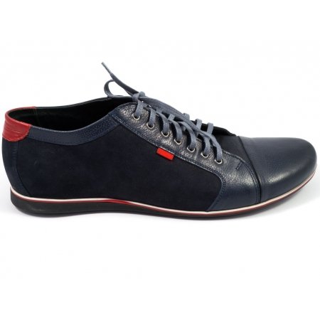 Półbuty Lavaggio 1390 granatowe lico granatowy zamsz