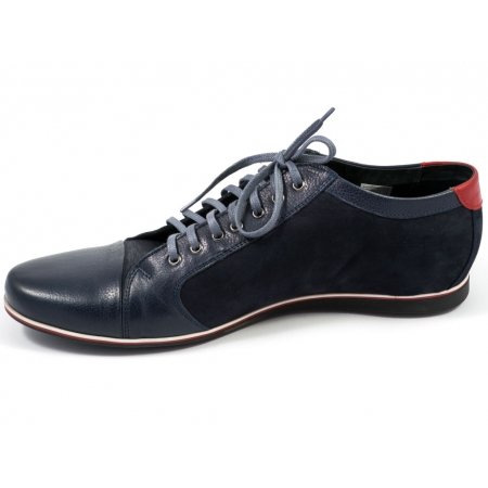 Półbuty Lavaggio 1390 granatowe lico granatowy zamsz