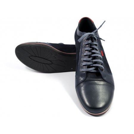 Półbuty Lavaggio 1390 granatowe lico granatowy zamsz