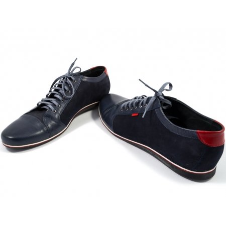 Półbuty Lavaggio 1390 granatowe lico granatowy zamsz