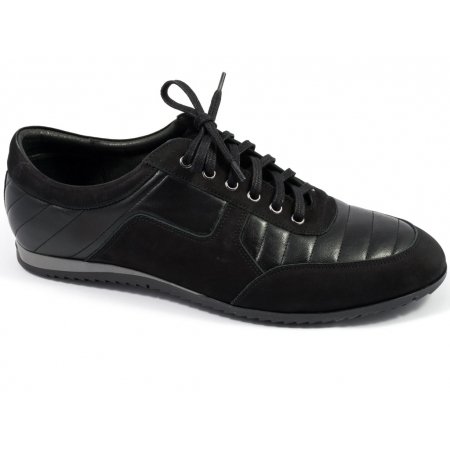 Półbuty Lavaggio 487 czarne lico  czarny zamsz