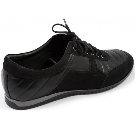 Półbuty Lavaggio 487 czarne lico  czarny zamsz
