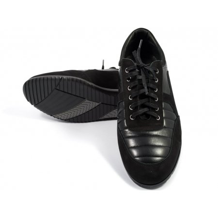 Półbuty Lavaggio 487 czarne lico  czarny zamsz