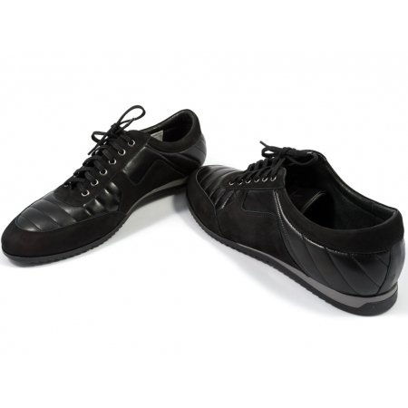 Półbuty Lavaggio 487 czarne lico  czarny zamsz
