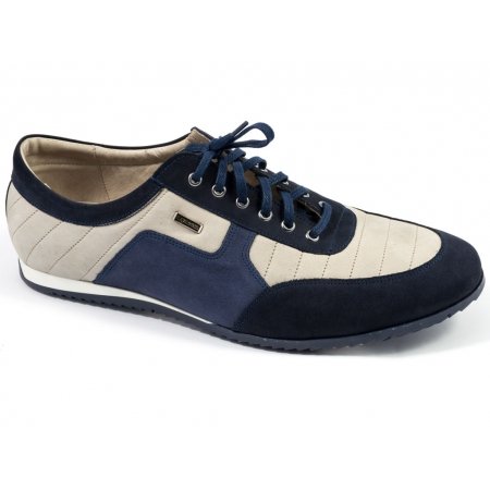 Półbuty Lavaggio 487 beżowo granatowo zamsz